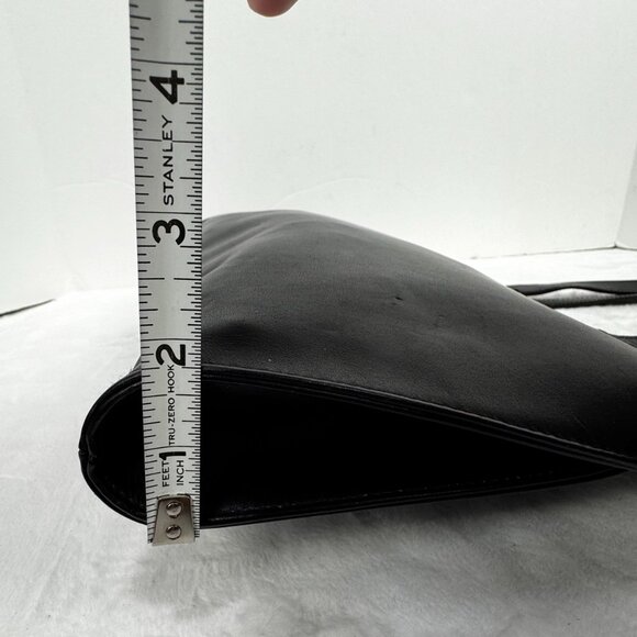 Apostrophe 13.5" Black Purse Structured Genuine Leather Gun Black Hardware Chic - Picture 9 of 16